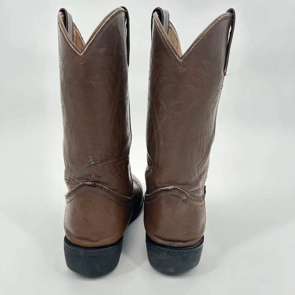 Justin Cowboy Boots Mens Size 13 EE Brown‎ Leather Mid Calf Western Made In USA